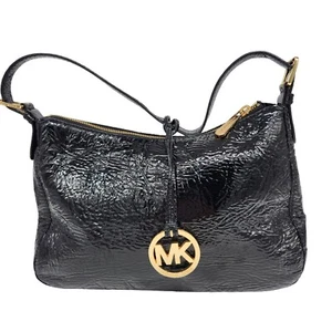 Michael Kors Shiny Black Shoulder Bag Handbag Purse Dressy Designer - Picture 1 of 10