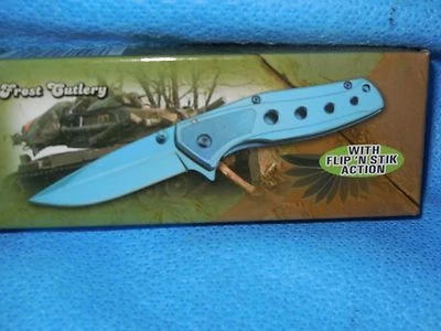 Cubiertos Frost Titanio Azul 18-1004BLFlip-n-Stick Acción Hoja Plegable  Foto 1 de 3