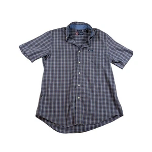 Camicia Chaps uomo M Easy Care a quadri casual con bottoni manica corta logo tasca - Foto 1 di 7
