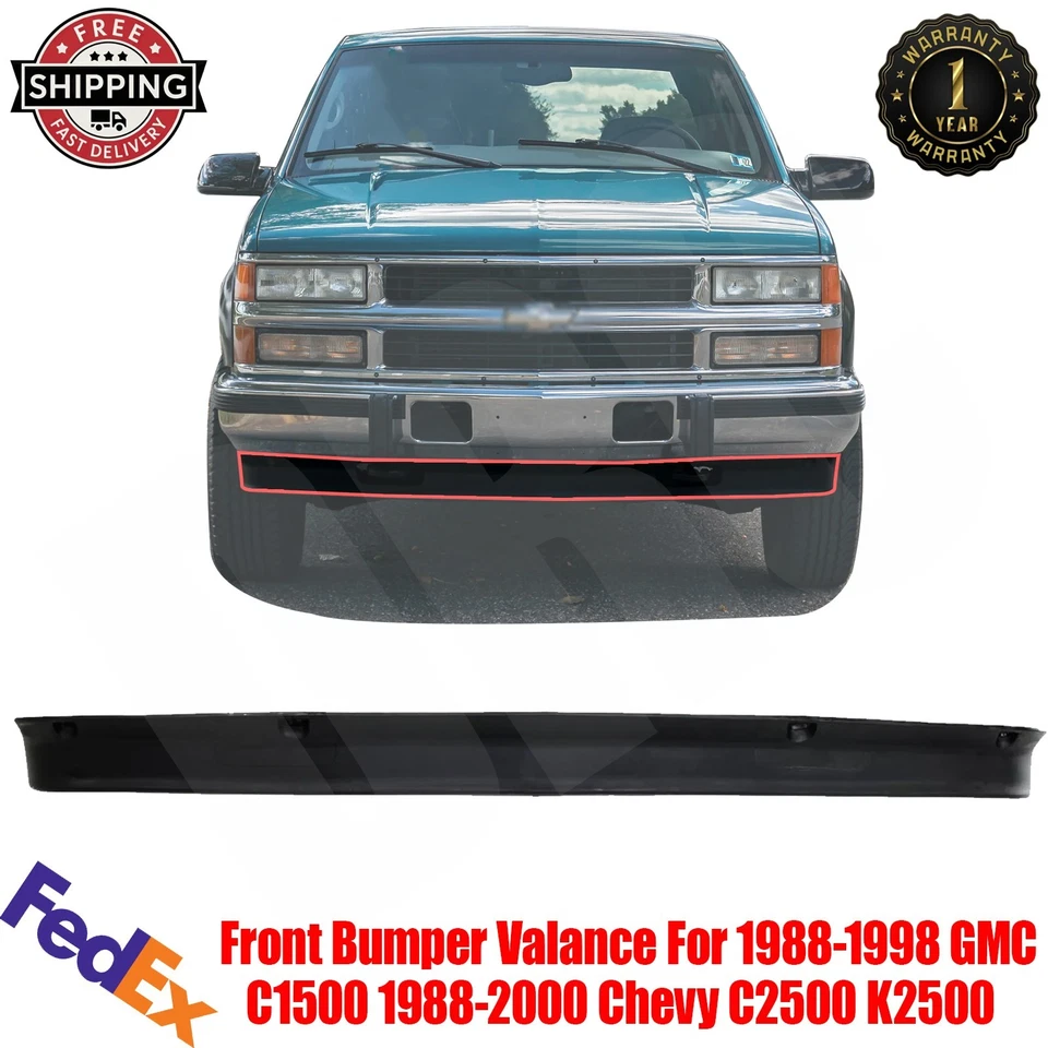 New Front Bumper Valance For 1988-1998 GMC C1500 1988-2000 Chevy C2500 K2500 - Image 1 of 4