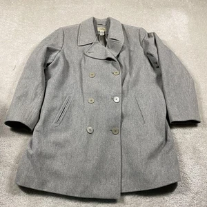 LL Bean Coat Womens 2X Gray Wool Cashmere Blend Peacoat Jacket Lined Warm - Picture 1 of 8