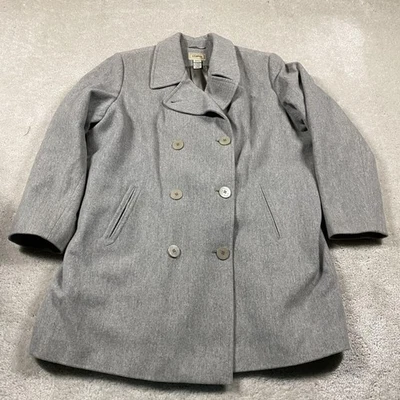 LL Bean Coat Womens 2X Gray Wool Cashmere Blend Peacoat Jacket Lined Warm - Image 1 of 4
