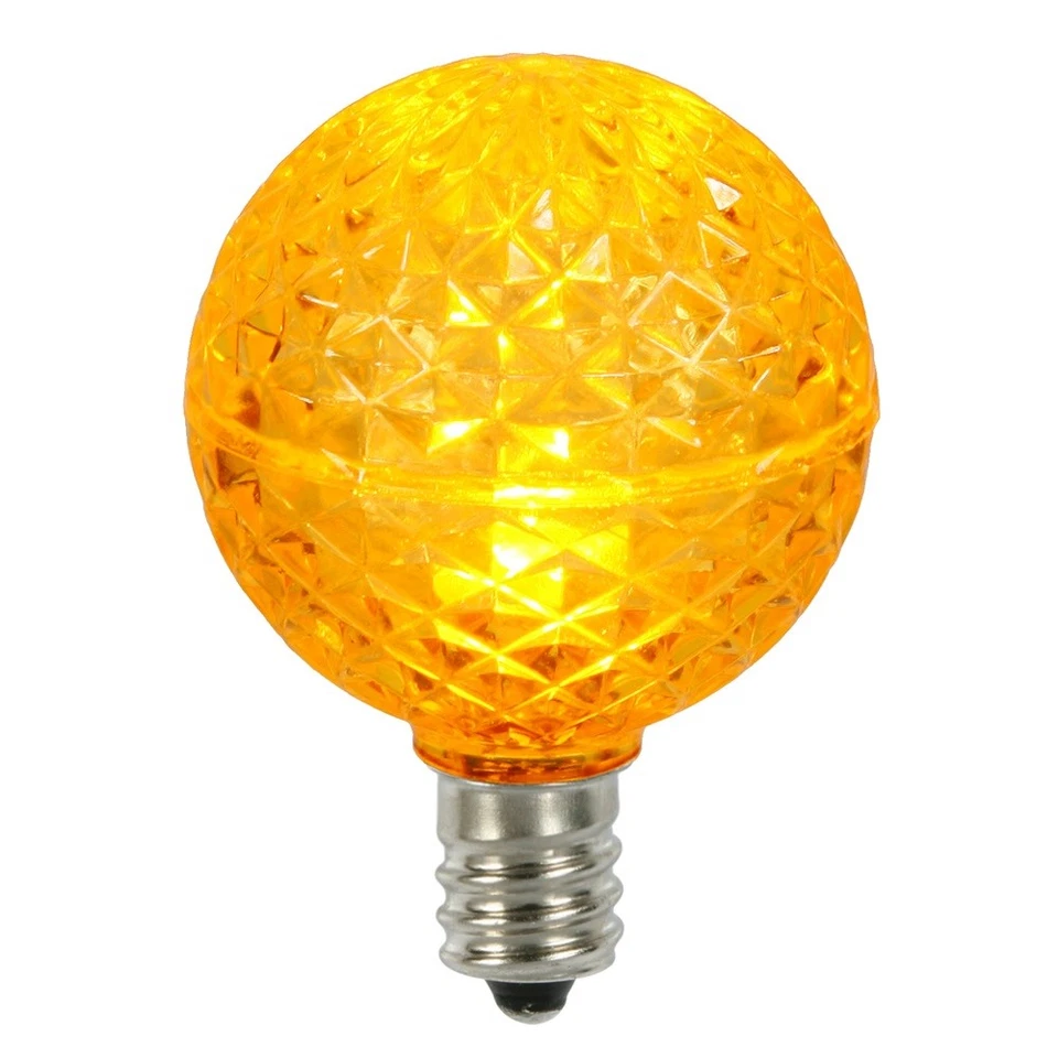 25 LED G40 Yellow Faceted Replacement Christmas Light Bulbs - Image 1 of 1