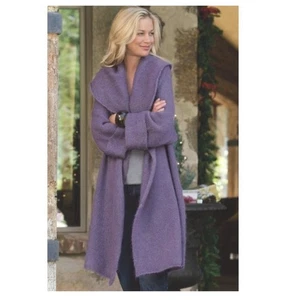 Soft Surroundings Cardigan Sweater L Telluride Lilac Knit Mohair Wool Duster - Picture 1 of 8