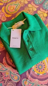 Polo Sheep Inc. Piqué 100% Merino | Verde Botella | Nuevo con Etiquetas | PVP £160 - Imagen 1 de 8