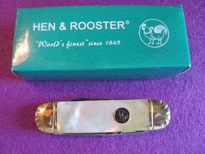 Navaja de bolsillo de 3" con clip para dinero de caballero de gallina y gallo 443-MOP Foto 1 de 4