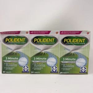 3 x Polident 3 Minute Denture Cleanser Daily Whitening 84 Tablets Exp 11/26 New - Picture 1 of 9