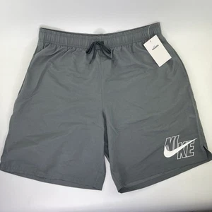 Nike Nessa565 Swim Shorts Iron Gray Elastic Waist Walking Gym Gray Mens Sz Lg - Picture 1 of 9