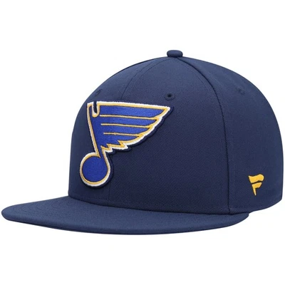 Men's Fanatics Navy St. Louis Blues Core Primary Logo Fitted Hat - Image 1 of 4