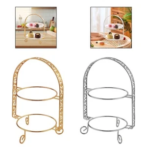 Metal Two Tiered Dessert Cake Stand Accessory for Cupcake Tea Party - Picture 1 of 15