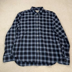 Billy Reid Plaid Flannel Long Sleeve Button Down Shirt Blue Men's XL 100% Cotton - Picture 1 of 12