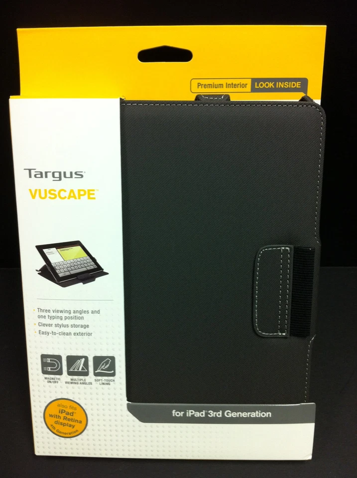 Targus iPad 4 iPad 3 2 Vuscape Folio Flip Book Case w Stand Cover Charcoal Gray - Image 1 of 2