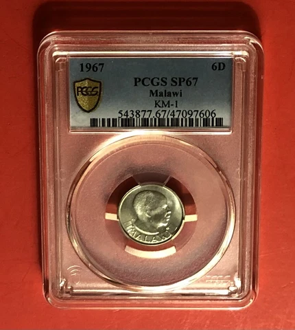 MALAWI-1967-UNCIRCULATED 6 PENCE COIN,GRADED BY PCGS SP 67…GREAT DEAL Cover