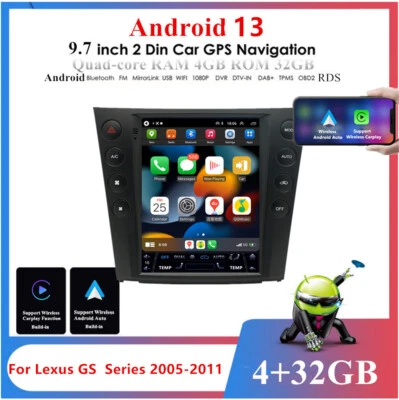 Radio estéreo 9,7" para 05-11 Lexus serie GS NAVEGACIÓN 4+32G soporte carplay inalámbrico Foto 1 de 4