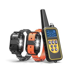 Dog Bark Collars - 2x 800m Range Recievers Vibration Sound Light Training Device - Picture 1 of 7