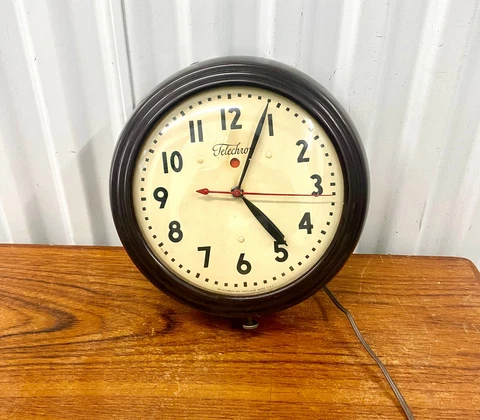 Vintage Telechron 10" Bakelite Industrial Wall Clock Not Working Cover