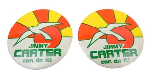 ¡Par de 5 piezas Jimmy Carter puede hacerlo! Botones de campaña presidencial 1976 con reverso de nota - Imagen 1 de 3