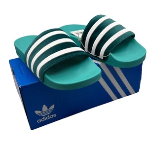 Adidas Originals Womens Size US 9 ~ Adilette Slides Mint Green White New in Box - Picture 1 of 11
