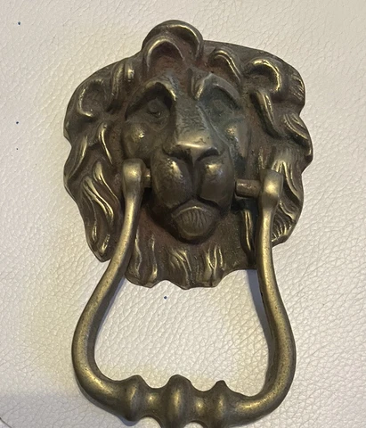 Antique Heavy Brass Lion Head Door Knocker Architectural Salvage 1900’s Cover