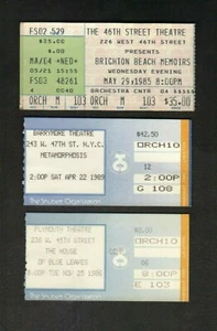3 1980s Broadway Ticket Stubs Brighton Beach-Metamorphosis-House of Blue Leaves - Picture 1 of 2