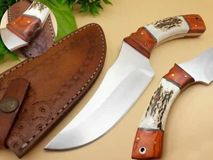 D2 STEEL CUSTOM HANDMADE TACTICAL BLADE HUNTING DAGGER KNIFE ANTLER GRIP & COVER - Picture 1 of 7