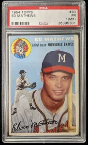 1954 Topps ED MATHEWS #30 PSA 1 (MK) Hall of Fame Milwaukee Braves 26395301 - Picture 1 of 2