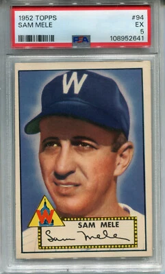 1952 Topps #94 Sam Mele PSA 5 EX Washington Senators - Image 1 of 2