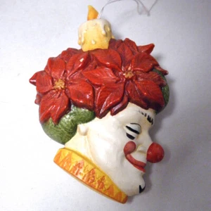 BEV BLACK Italian Clown Art Ornament ANRI Italy Hand Painted Signed UNIQUE - Picture 1 of 5