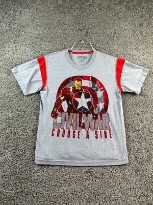 Iron Man Shirt Boys Medium Gray Red Civil War Marvel Universe Short Sleeve Kids - Image 1 of 4