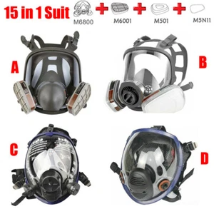 15 in 1 Reusable Full Face Gas Mask For Painting Spraying Safety Respirator Mask - Picture 1 of 28