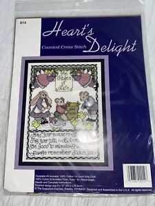 VTG Hearts Delight Life’s Little Rules Cross Stitch Kit 8”x10” #014 NEW Made USA - Picture 1 of 2