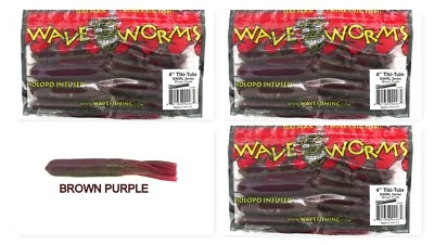 (3) Paquetes sin abrir Plásticos Ondulados 4" Tiki-Tube Swirl Series Marrón Púrpura Nuevo Foto 1 de 3