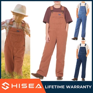 HISEA Kids Overalls Denim Cotton Boys Youth Relaxed Fit Dungarees Jumpsuit Jeans - Picture 1 of 39