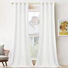 White 120 in Long Velvet Curtains with Grommet, Thermal Insulated Super Soft ...