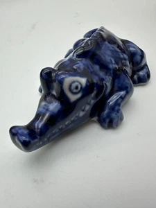 Crocodile Alligator Gzhel porcelain figurine handmade Крокодил Гена - Picture 1 of 8