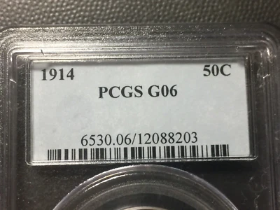 PCGS G-6 1914-p    Barber Half Dollar    LY and part of I,T    Looks VG  #1 - Image 1 of 4