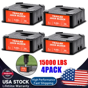 15000LBS Black Trailer Jack Block Stabilizer Blocks Levelers RV Camper Pack 4 - Picture 1 of 17
