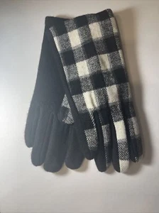 NWT Time And Tru Women's Black White Plaid Gloves Size L/XL - Picture 1 of 5