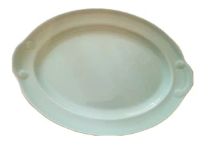 Vtg Lu-Ray T.S.&T. PASTELS USA Green Platter Plate Handles Oval 13.5x9.5 - Picture 1 of 7