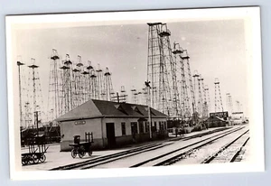 Missouri Pacific Railroad Depot oil rigs Kilgore Texas Real Photo Postcard B988 - Picture 1 of 2