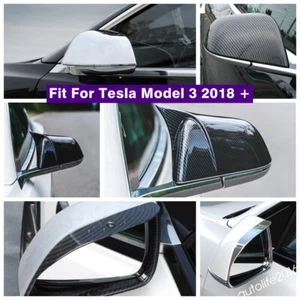 Door Rearview Mirror Rain Eyebrow Trim For Tesla Model 3 2018- 2021 Carbon Fiber - Bild 1 von 28