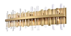 Wall Sconce 10 Light Fixture Satin Gold Bathroom Vanity Crystal Lighting 36" - Picture 1 of 7