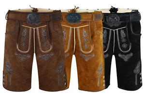 Trachtenlederhose Kurz mit Gürtel Herren Oktoberfest Tracht Hose Trachtenhose - Bild 1 von 25