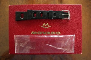 NOS 20MM BLACK RUBBER RALLY WATCH BAND WATCHBAND STRAP & SILV BUCKLE FOR MOVADO - Picture 1 of 9