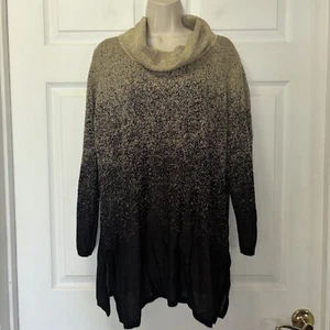 NWT Dressbarn Ombré Gold Black Glitter Cowl Neck Sweater Sz L Holiday Party - Picture 1 of 6