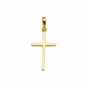 Real 14KT Yellow Gold Men Women Cross Religious Charm Pendant Small Tiny - Picture 1 of 1