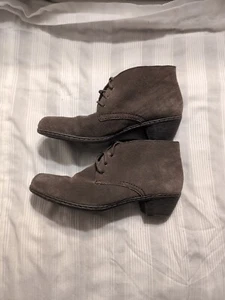 Reiker Gray Leather Suede Lace Up Booties Women's Size 38/US 7 - Picture 1 of 10