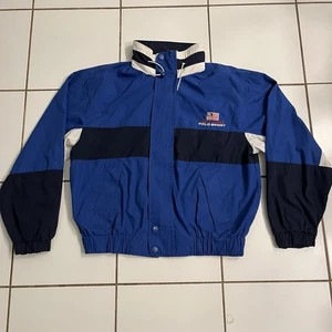 Giacca a vento Polo Sport Ralph Lauren made in USA blu navy bianco uomo L - Foto 1 di 10