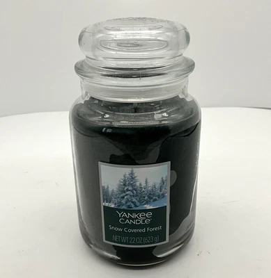 Yankee Candle Snow Covered Forest Large Jar 22oz Scented Green Christmas Winter - Image 1 of 4