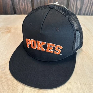 Oklahoma State Cowboys POKES Hat Trucker Cap The Game Black Mesh 80s 90s Retro - Picture 1 of 11
